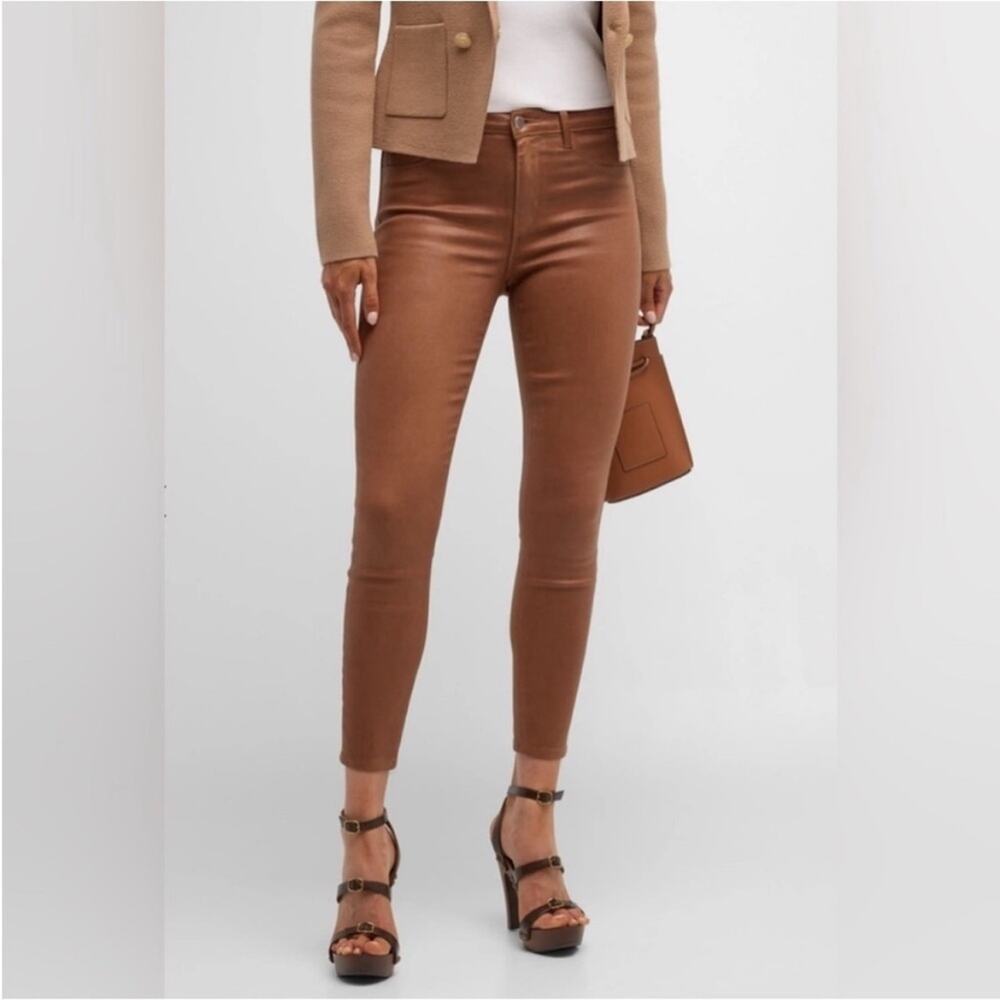 L’Angence tan coated Margot skinny high rise denim